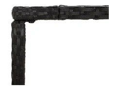 Clearance Móvel de bar com tampo de vidro 180x70x110 cm vime PE PT651435 Preto