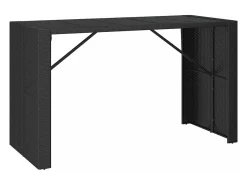 Outlet Móvel de bar com tampo de vidro 185x80x110 cm vime PE PT575082 Preto