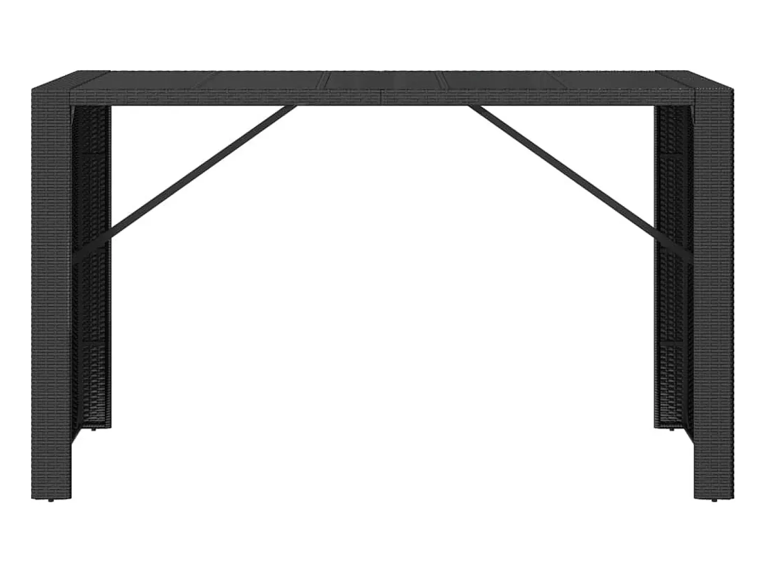 Outlet Móvel de bar com tampo de vidro 185x80x110 cm vime PE PT575082 Preto