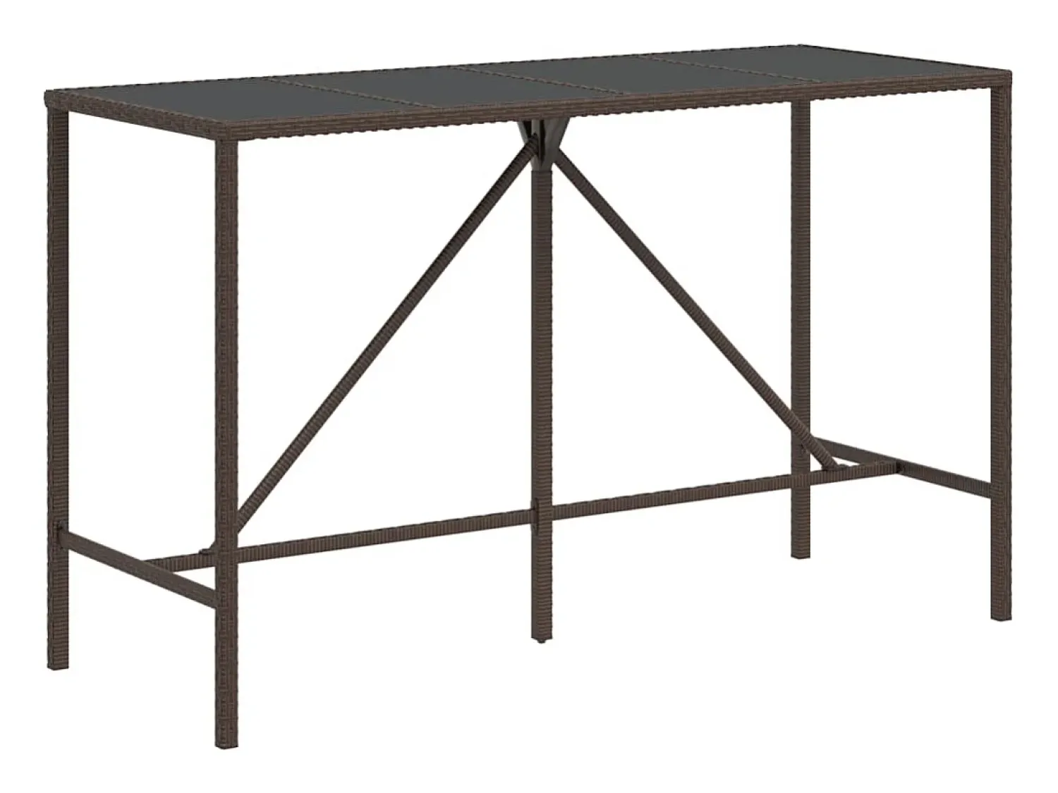 Móvel De Bar| Móvel de bar com tampo de vidro 180x70x110 cm vime PE PT429076 Castanho