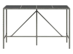 Móvel De Bar| Móvel de bar com tampo de vidro 180x70x110 cm vime PE PT327962 Cinzento