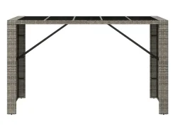 Móvel De Bar* Móvel de bar com tampo de vidro 185x80x110 cm vime PE PT634603 Cinzento