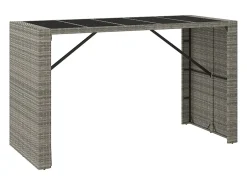Móvel De Bar* Móvel de bar com tampo de vidro 185x80x110 cm vime PE PT634603 Cinzento