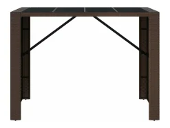 Móvel De Bar* Móvel de bar com tampo de vidro 145x80x110 cm vime PE PT744062 Castanho