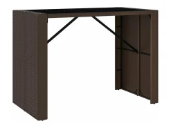 Móvel De Bar* Móvel de bar com tampo de vidro 145x80x110 cm vime PE PT744062 Castanho