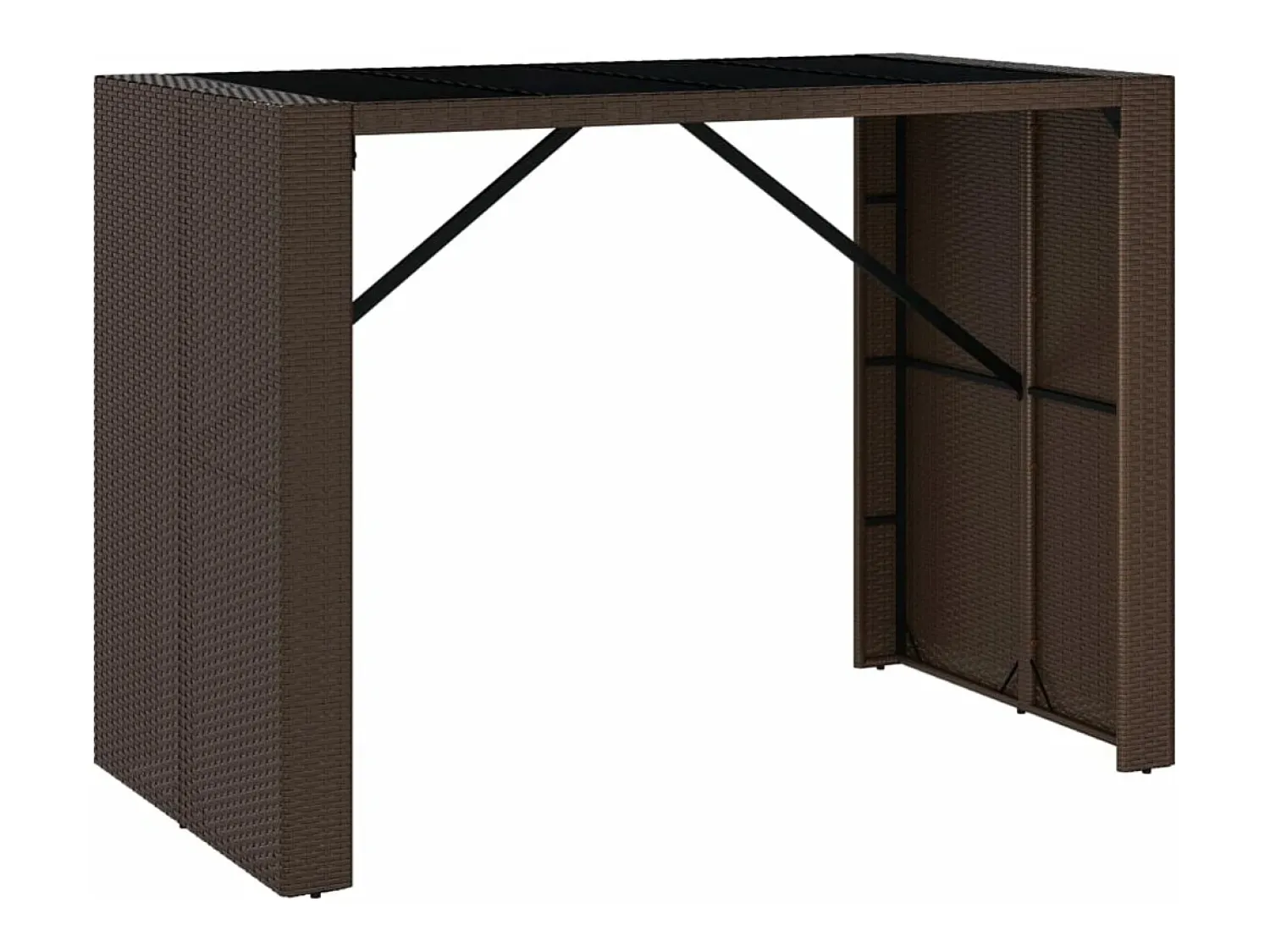 Móvel De Bar* Móvel de bar com tampo de vidro 145x80x110 cm vime PE PT744062 Castanho