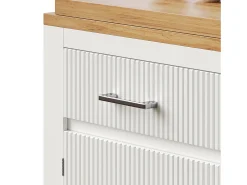 Móvel De Bar*ModernLuxe Móvel de bar de cozinha extensível - con rotação 360° - 215x39x103cm - 2 portas, 2 gavetas - con prateleiras laterais - Branco