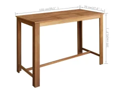 Móvel de bar em madeira de acácia maciça 150x70x105 cm PT294154^ Móvel De Bar