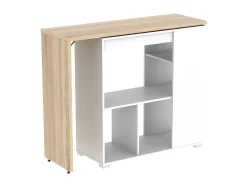 Móvel De Bar*Vente-unique Móvel de bar extensível - Branco e carvalho - SATURNE Natural claro / Branco