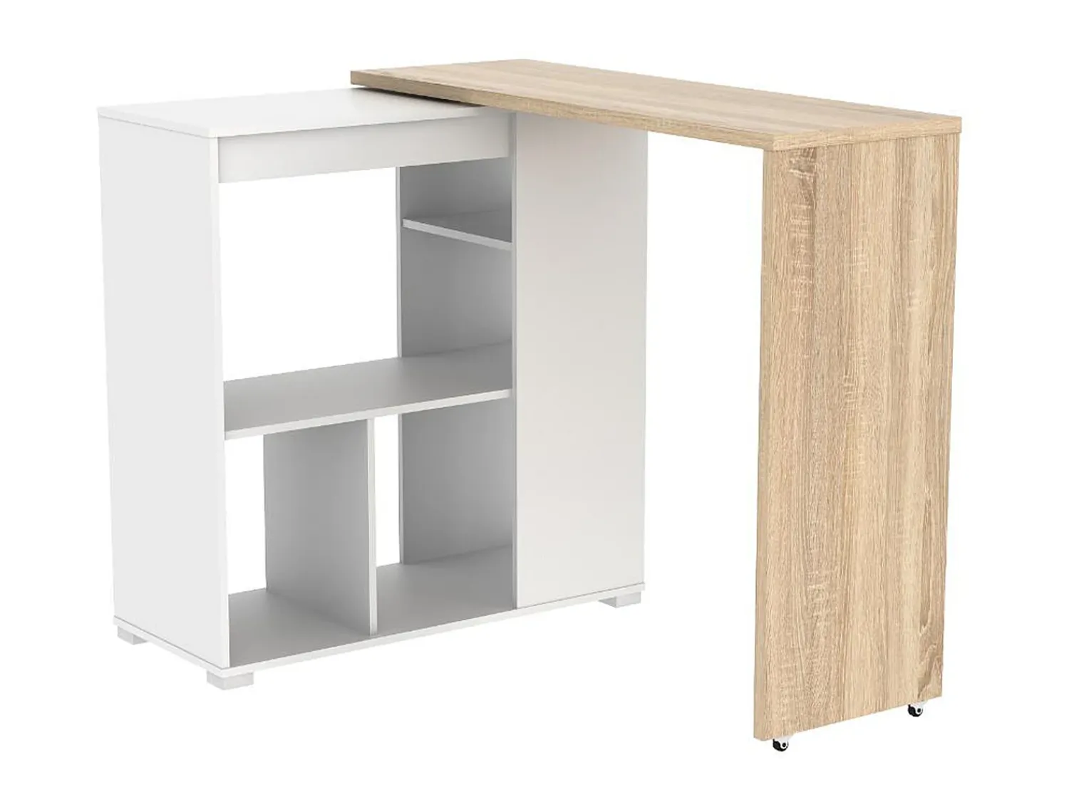 Móvel De Bar*Vente-unique Móvel de bar extensível - Branco e carvalho - SATURNE Natural claro / Branco