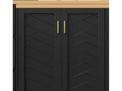 Móvel De Bar|ModernLuxe Móvel de bar extensível - pivotante - 228x39x104cm - con 2 portas e 3 gavetas - con prateleiras laterais - Preto