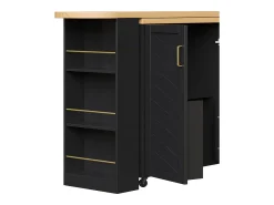 Móvel De Bar|ModernLuxe Móvel de bar extensível - pivotante - 228x39x104cm - con 2 portas e 3 gavetas - con prateleiras laterais - Preto