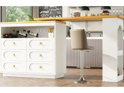 Merax Móvel de bar extensível com rotação de 360° - Comprimento ajustável - com 6 gavetas - MDF -^ Móvel De Bar
