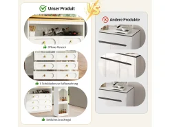 Merax Móvel de bar extensível com rotação de 360° - Comprimento ajustável - com 6 gavetas - MDF -^ Móvel De Bar