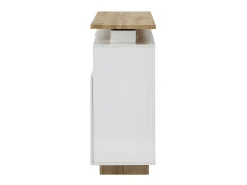 Vente-unique Móvel de bar giratório - 2 portas, 1 gaveta e 1 nicho - MDF - Lacado a branco e carvalho - ELDIR^ Móvel De Bar
