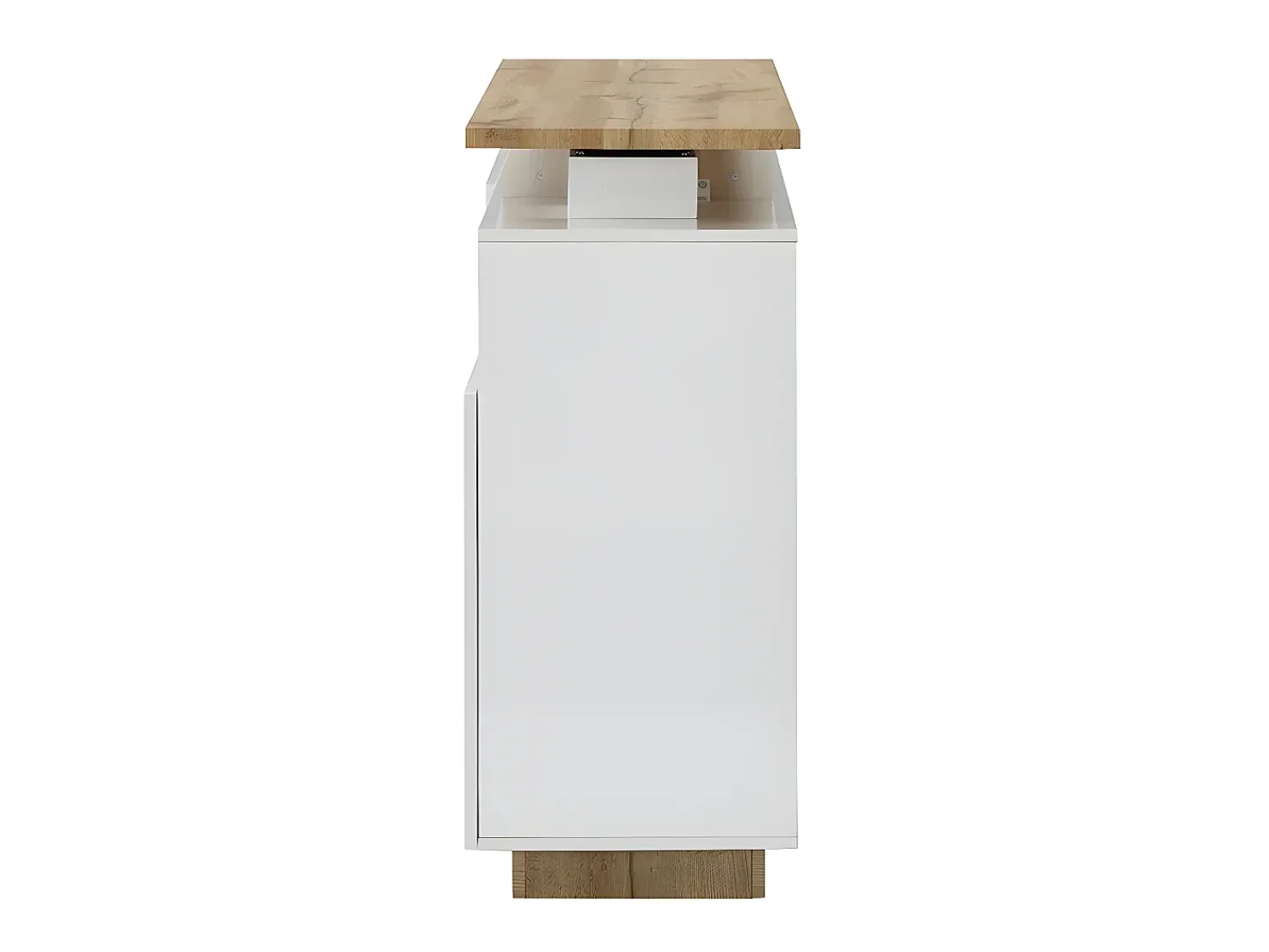 Vente-unique Móvel de bar giratório - 2 portas, 1 gaveta e 1 nicho - MDF - Lacado a branco e carvalho - ELDIR^ Móvel De Bar