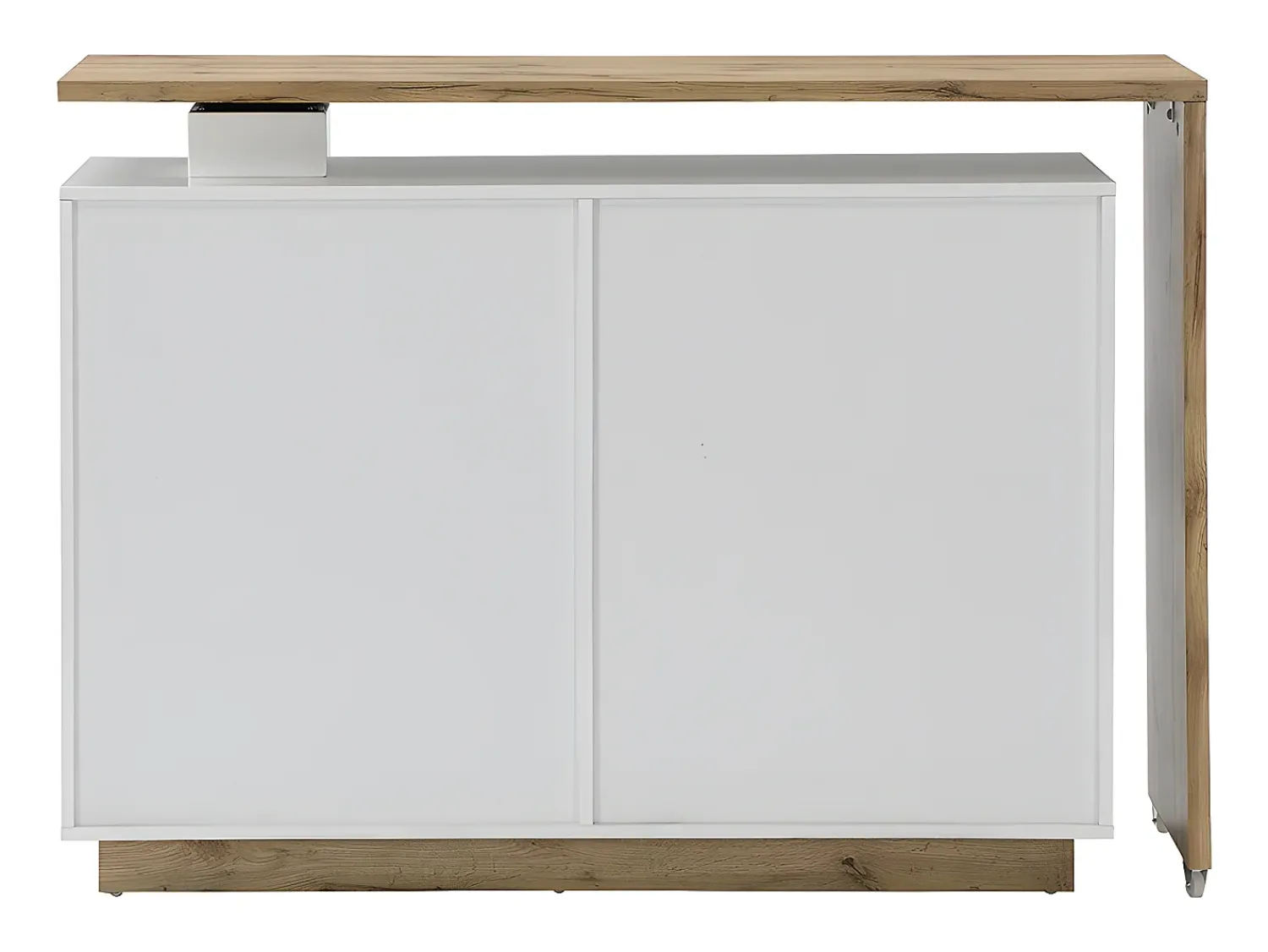 Vente-unique Móvel de bar giratório - 2 portas, 1 gaveta e 1 nicho - MDF - Lacado a branco e carvalho - ELDIR^ Móvel De Bar