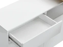 Vente-unique Móvel de bar giratório - 2 portas, 1 gaveta e 1 nicho - MDF - Lacado a branco e carvalho - ELDIR^ Móvel De Bar