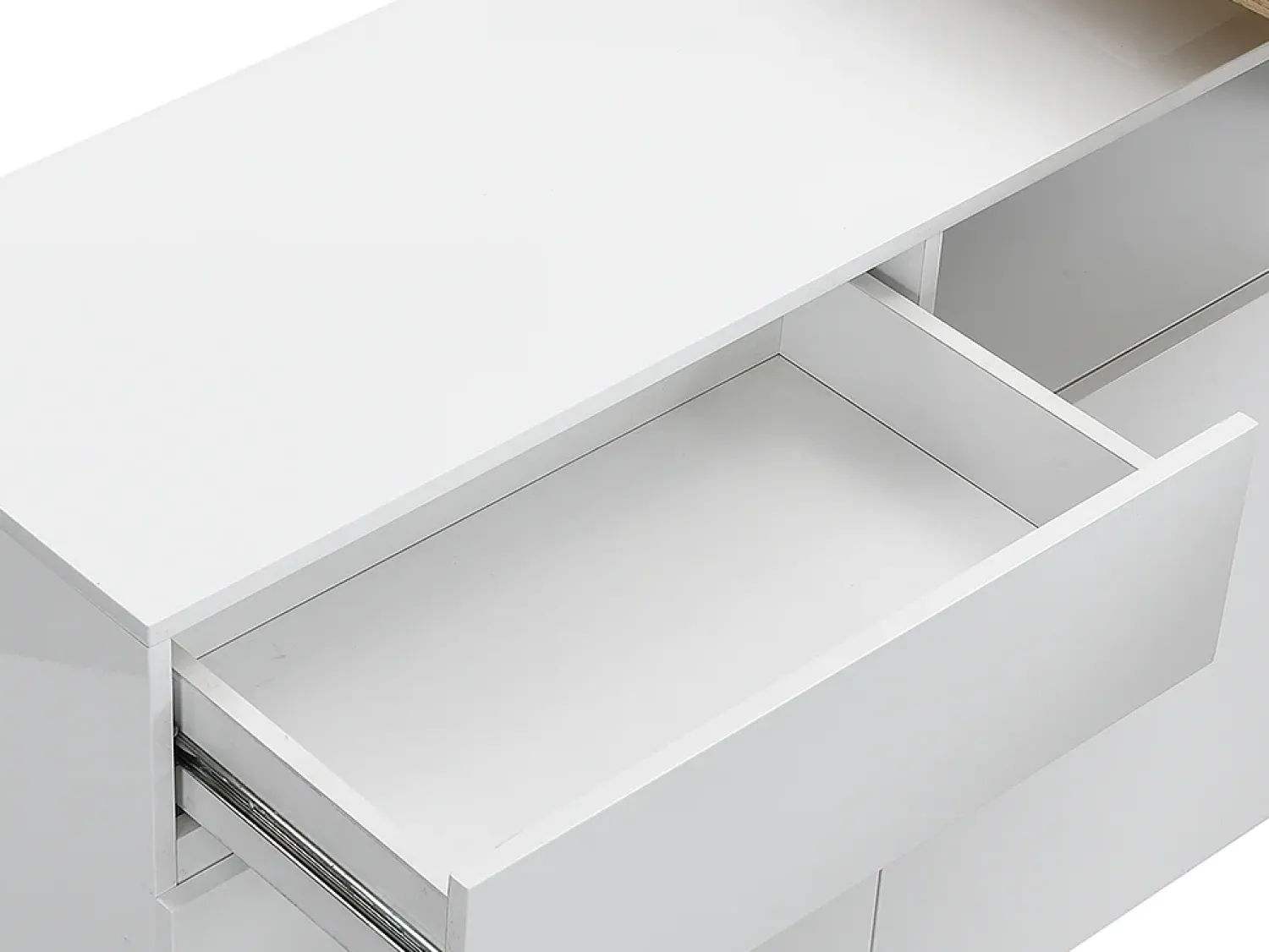 Vente-unique Móvel de bar giratório - 2 portas, 1 gaveta e 1 nicho - MDF - Lacado a branco e carvalho - ELDIR^ Móvel De Bar
