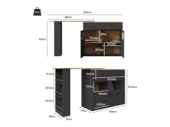Hauss Spole Móvel de bar giratório com 1 gaveta larga e 2 portas, prateleira lateral de três níveis incluída, - 204x39x104cm^ Móvel De Bar