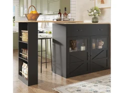 Hauss Spole Móvel de bar giratório com 1 gaveta larga e 2 portas, prateleira lateral de três níveis incluída, - 204x39x104cm^ Móvel De Bar