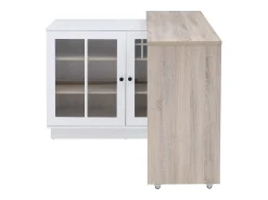 Móvel De Bar*Vente-unique Móvel de bar giratório com arrumação em MDF, vidro temperado branco e natural - ARAMETA Natural claro / Branco