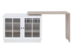 Móvel De Bar*Vente-unique Móvel de bar giratório com arrumação em MDF, vidro temperado branco e natural - ARAMETA Natural claro / Branco