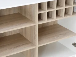 Móvel De Bar*Vente-unique Móvel de bar giratório com arrumação em MDF, vidro temperado branco e natural - ARAMETA Natural claro / Branco