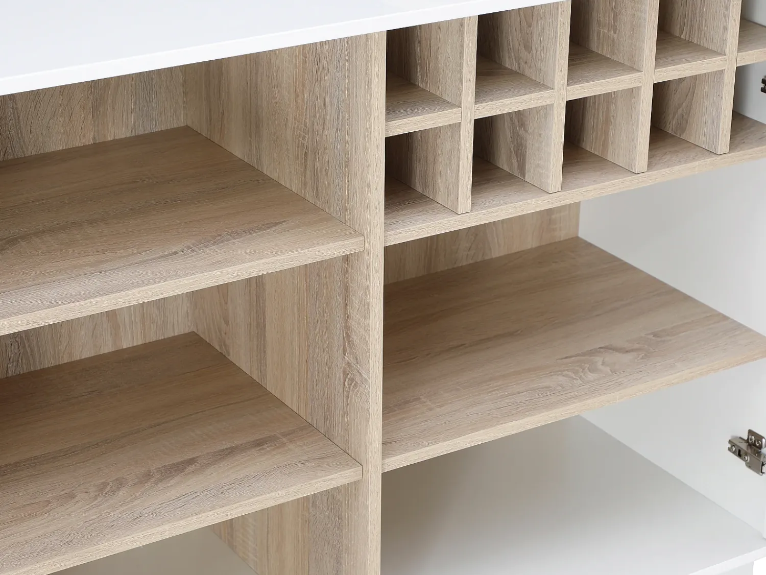 Móvel De Bar*Vente-unique Móvel de bar giratório com arrumação em MDF, vidro temperado branco e natural - ARAMETA Natural claro / Branco