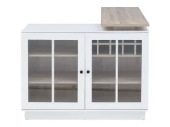 Móvel De Bar*Vente-unique Móvel de bar giratório com arrumação em MDF, vidro temperado branco e natural - ARAMETA Natural claro / Branco