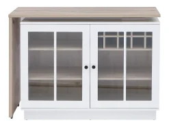 Móvel De Bar*Vente-unique Móvel de bar giratório com arrumação em MDF, vidro temperado branco e natural - ARAMETA Natural claro / Branco
