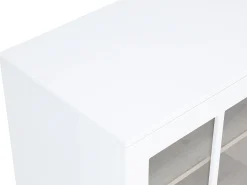 Móvel De Bar*Vente-unique Móvel de bar giratório com arrumação em MDF, vidro temperado branco e natural - ARAMETA Natural claro / Branco