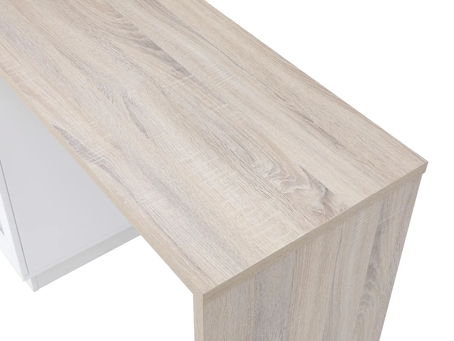 Móvel De Bar*Vente-unique Móvel de bar giratório com arrumação em MDF, vidro temperado branco e natural - ARAMETA Natural claro / Branco