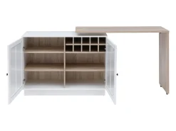 Móvel De Bar*Vente-unique Móvel de bar giratório com arrumação em MDF, vidro temperado branco e natural - ARAMETA Natural claro / Branco