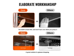 Móvel De Bar| Móvel de Bar Industrial SucceBuy, com Suporte para Copos de Licor e Copos, Móvel de Bar para Café em Madeira Rústica Autônomo para Sala de Estar, Bar em Casa Castanho