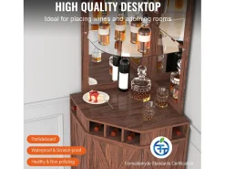 Móvel De Bar| Móvel de Bar Industrial SucceBuy, com Suporte para Copos de Licor e Copos, Móvel de Bar para Café em Madeira Rústica Autônomo para Sala de Estar, Bar em Casa Castanho
