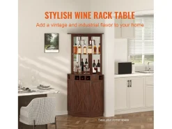 Móvel De Bar| Móvel de Bar Industrial SucceBuy, com Suporte para Copos de Licor e Copos, Móvel de Bar para Café em Madeira Rústica Autônomo para Sala de Estar, Bar em Casa Castanho