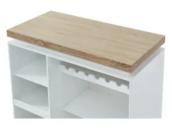Móvel De Bar*Vente-unique Móvel de bar luminoso - MDF lacado a branco - LEDs - Branco e carvalho. HALO II Natural claro / Branco