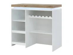 Móvel De Bar*Vente-unique Móvel de bar luminoso - MDF lacado a branco - LEDs - Branco e carvalho. HALO II Natural claro / Branco