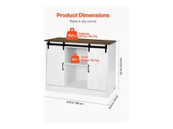 Móvel De Bar| Móvel de Bar para Café SucceBuy, 106 x 40 x 81,5 cm, com 3 Níveis com Portas de Celeiro Branco