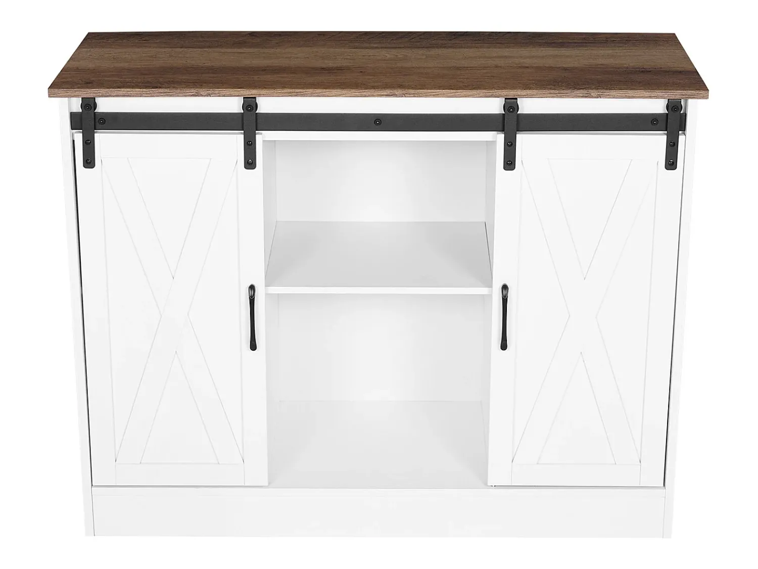 Móvel De Bar| Móvel de Bar para Café SucceBuy, 106 x 40 x 81,5 cm, com 3 Níveis com Portas de Celeiro Branco