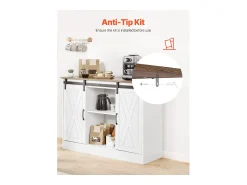 Móvel De Bar| Móvel de Bar para Café SucceBuy, 106 x 40 x 81,5 cm, com 3 Níveis com Portas de Celeiro Branco