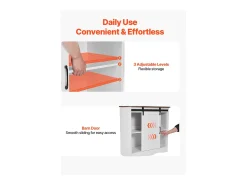 Móvel de Bar para Café SucceBuy, 80 x 35 x 80 cm, 3 Níveis com Porta Deslizante Branco