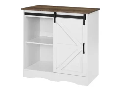 Móvel de Bar para Café SucceBuy, 80 x 35 x 80 cm, 3 Níveis com Porta Deslizante Branco