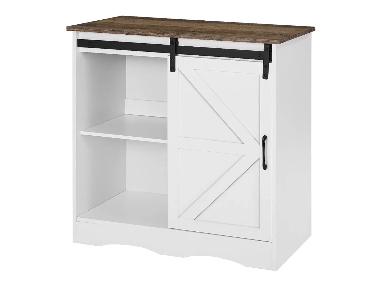Móvel de Bar para Café SucceBuy, 80 x 35 x 80 cm, 3 Níveis com Porta Deslizante Branco