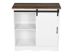 Móvel de Bar para Café SucceBuy, 80 x 35 x 80 cm, 3 Níveis com Porta Deslizante Branco