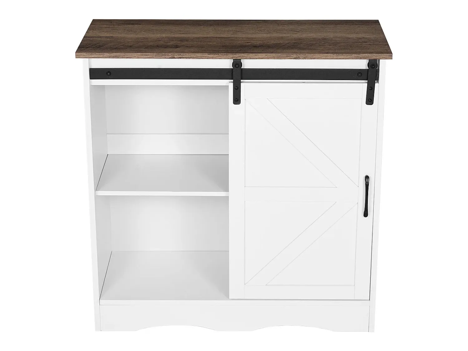 Móvel de Bar para Café SucceBuy, 80 x 35 x 80 cm, 3 Níveis com Porta Deslizante Branco