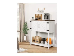 Móvel De Bar* Móvel de Bar para Café SucceBuy, 80 x 35 x 88 cm, 3 Níveis com Portas Magnéticas Branco