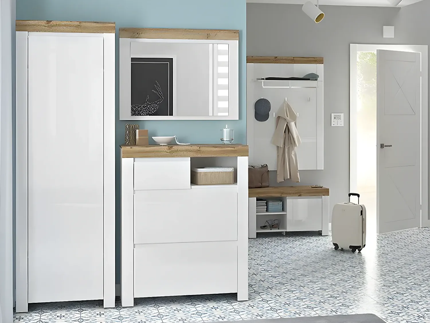 Móvel De Entrada*Petits-Meubles Móvel de corredor de 1 porta Hella e Madeira Branco