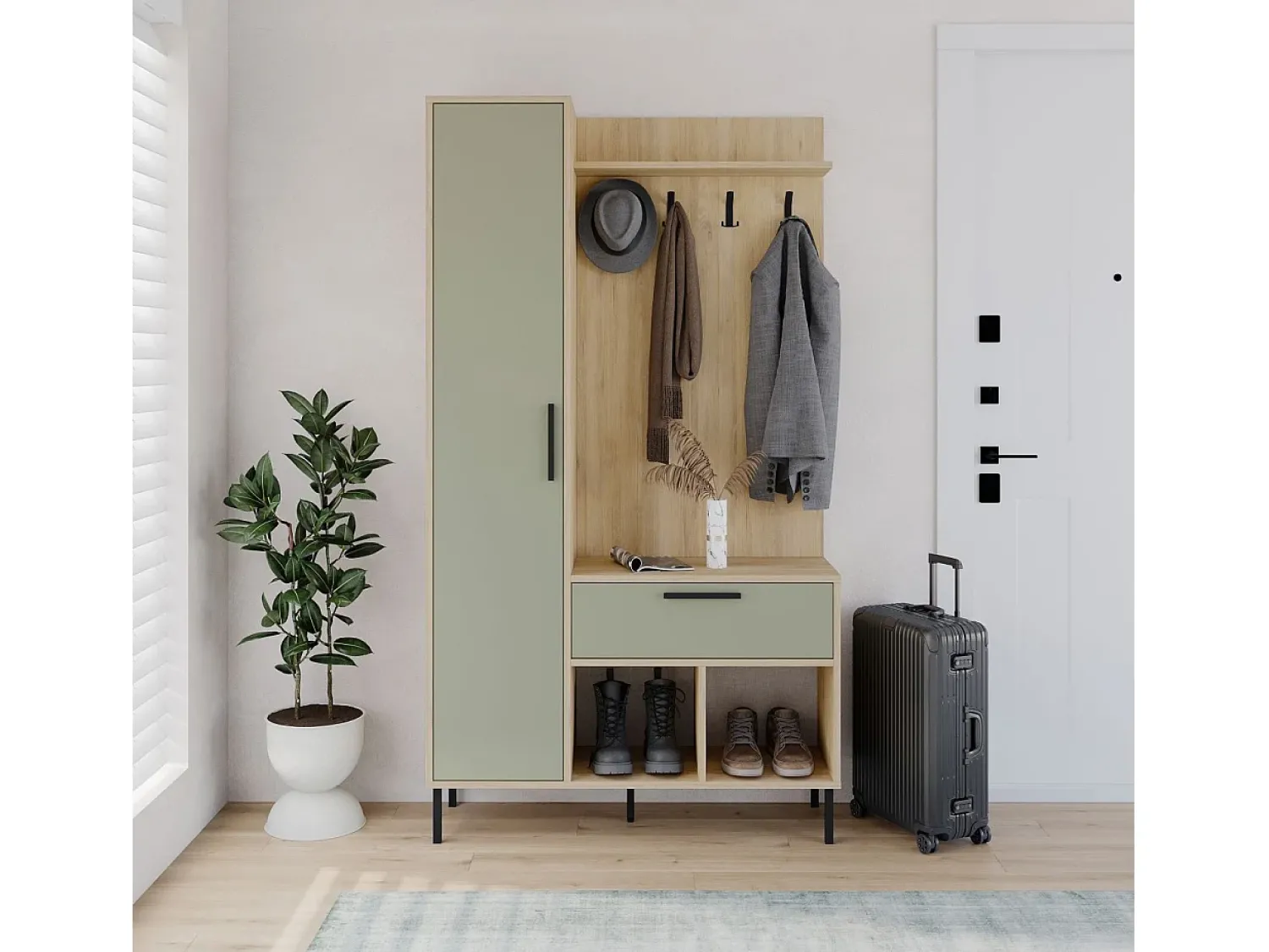 Móvel De Entrada|duehome Móvel de corredor Vesta com bengaleiro Cinzento